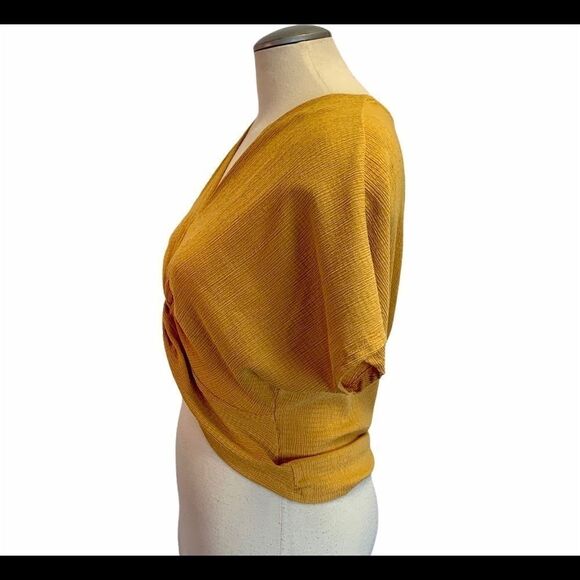 ZARA mustard knotted textured weave top Sz S - Picture 5 of 8